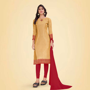 Beige and Maroon Women's Premium Silk Chiffon Small Butty Women's Uniform Salwar Kameez