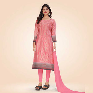 Pink and Navy Blue Women's Premium Silk Chiffon Small Butty Nurse Uniform Salwar Kameez