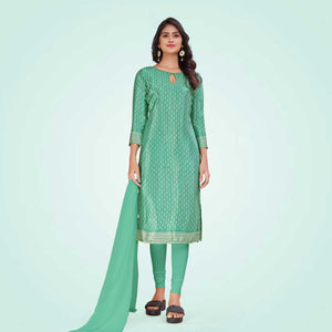 Green Women's Premium Silk Chiffon Small Butty School Teacher Uniform Salwar Kameez