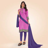 Orchid and Violet Women's Premium Italian Silk Plain Gaala Border Nurse Uniform Salwar Kameez