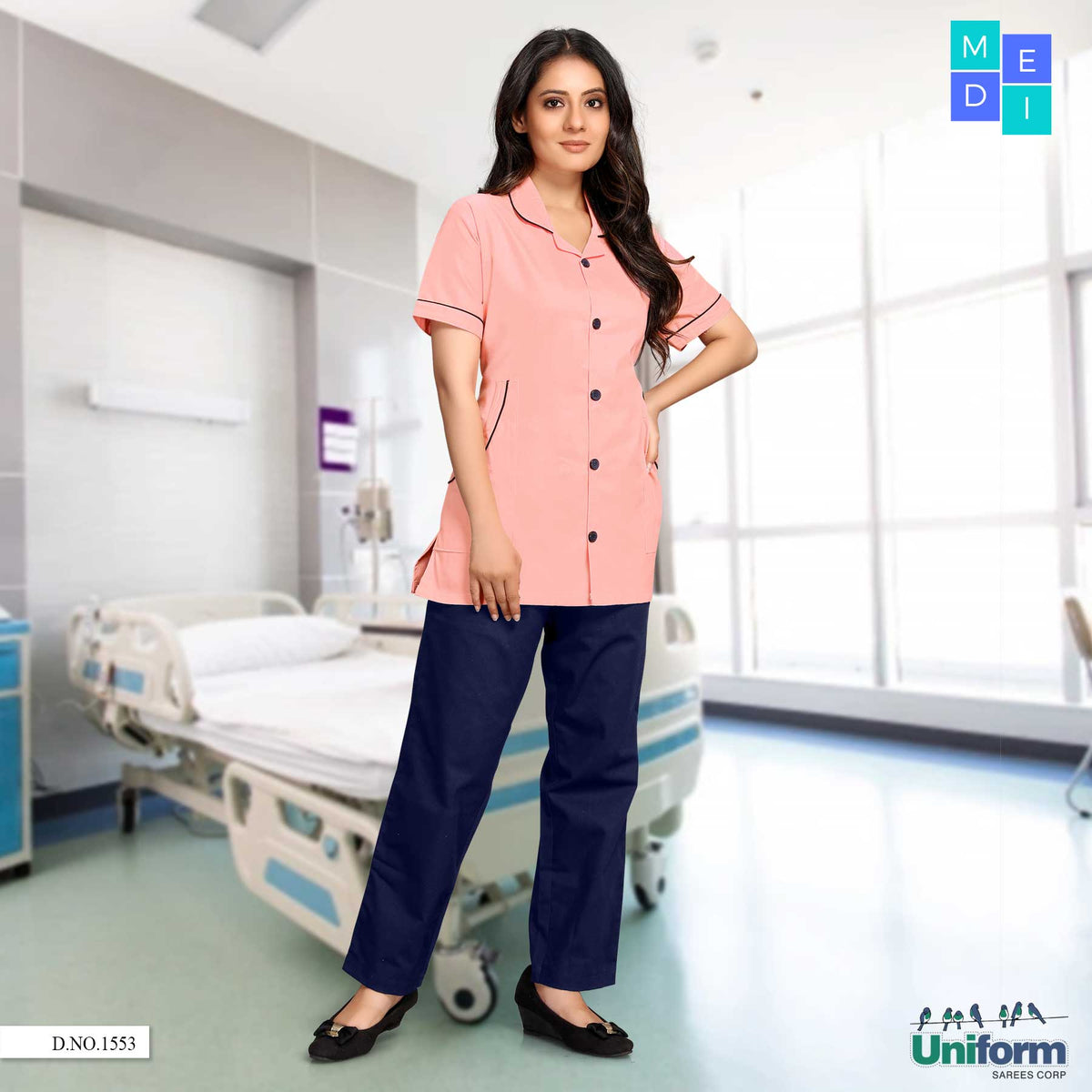 Pink And Navy Blue Women’s Nurse Wear | Hospital Uniform For Nurses ...