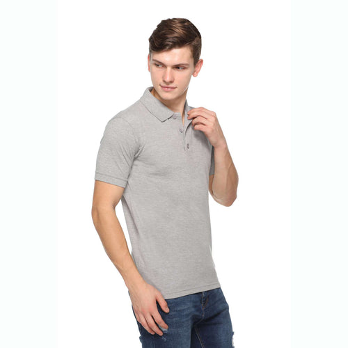 Men's Solid Cotton Blend Regular Fit Polo Neck Half Sleeve Fastees T-Shirt