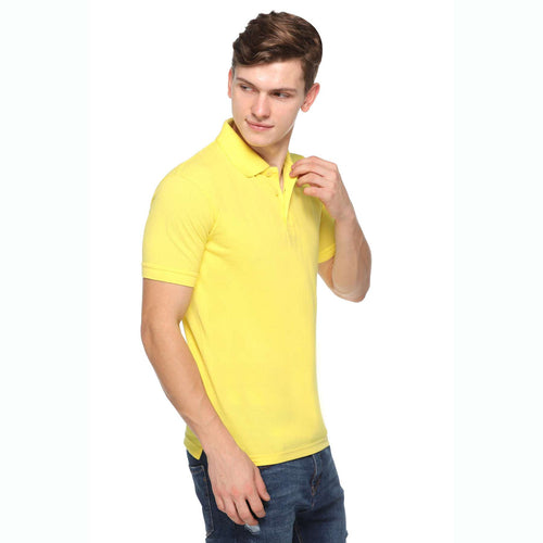 Men's Solid Cotton Blend Regular Fit Polo Neck Half Sleeve Fastees T-Shirt