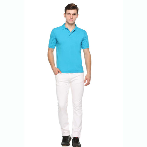 Men's Solid Cotton Blend Regular Fit Polo Neck Half Sleeve Fastees T-Shirt