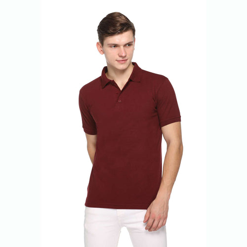 Men's Solid Cotton Blend Regular Fit Polo Neck Half Sleeve Fastees T-Shirt