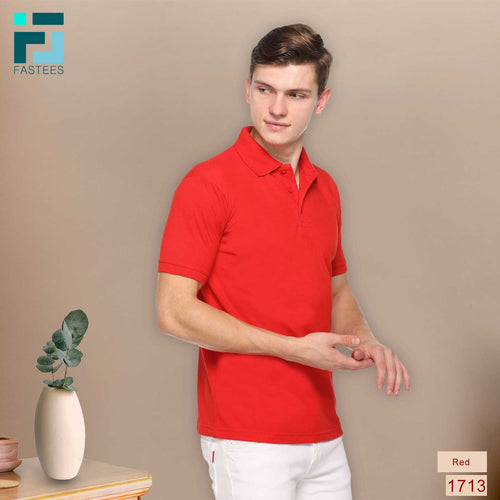 Men's Solid Cotton Blend Regular Fit Polo Neck Half Sleeve Fastees T-Shirt