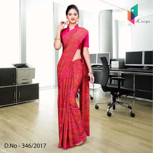 Pink Italian Crepe Uniform Saree