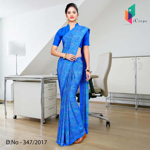 Royal Blue Italian Crepe Uniform Saree