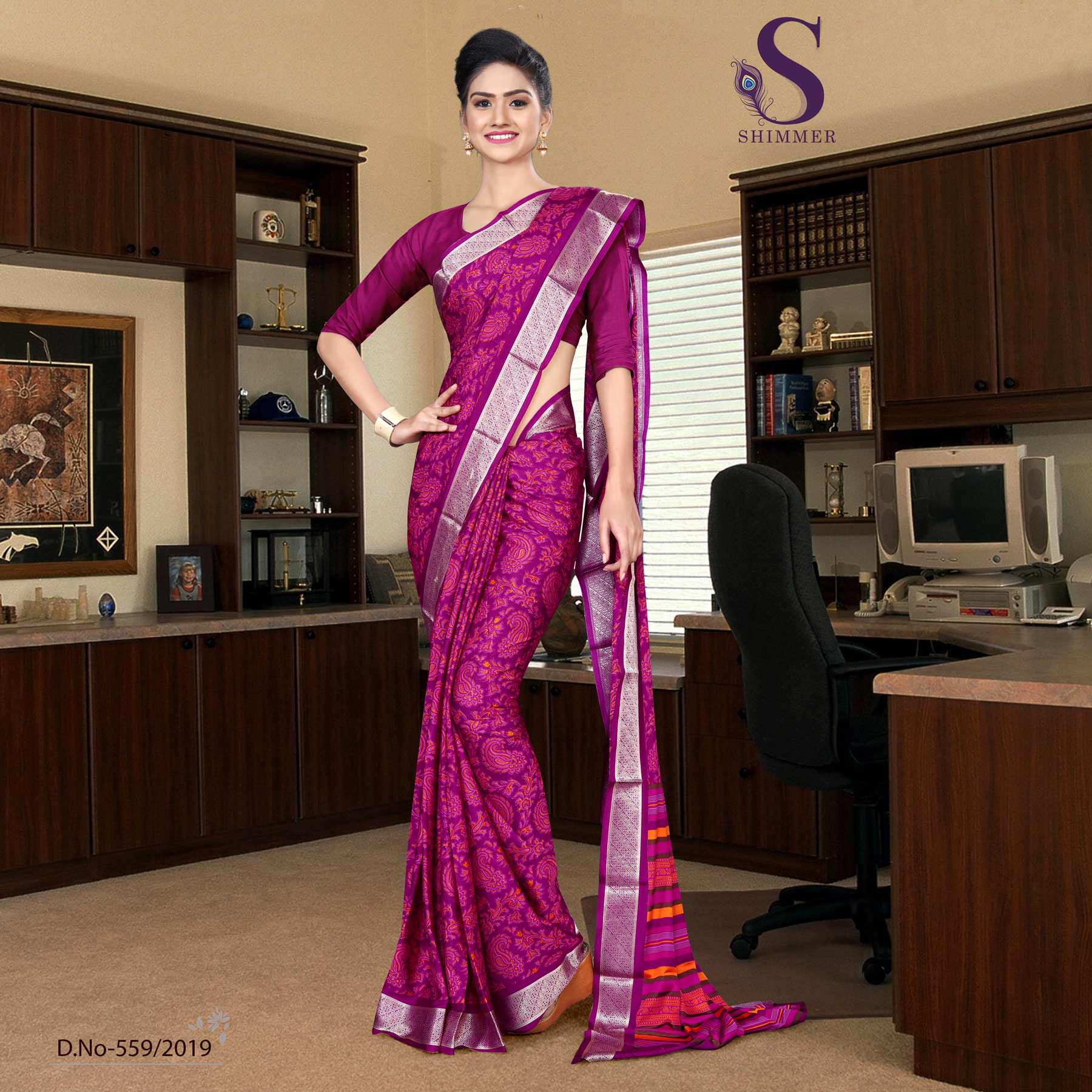 Daily wear Crepe Silk Saree | Uniform Saree for Hospital, School, etc.